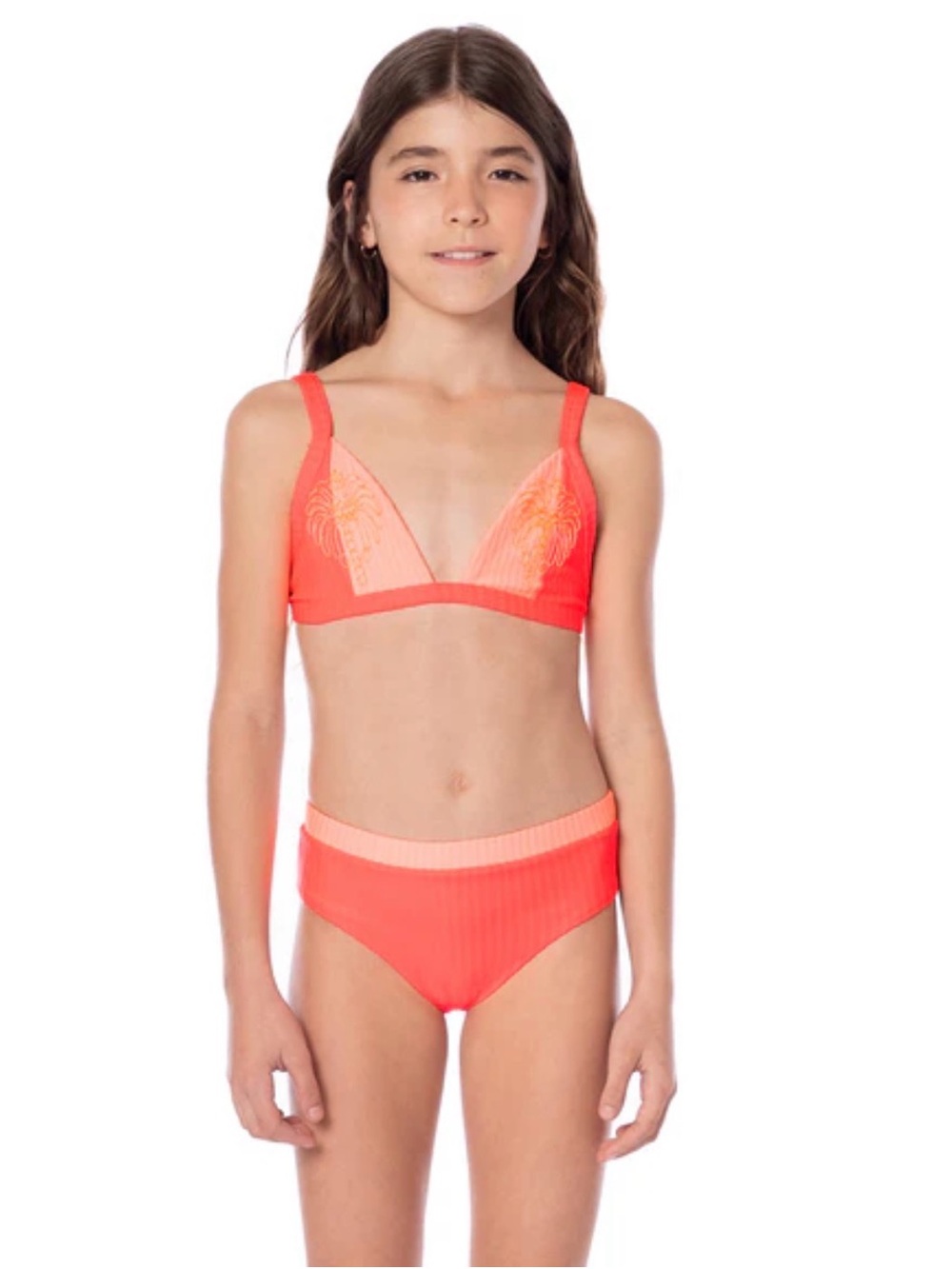 NWT Maaji Flame Coral Sanni Girls Two Piece Swimsuit